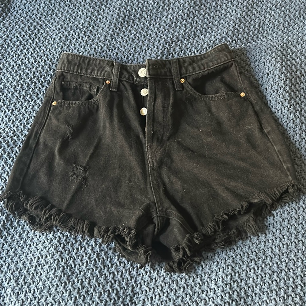High Waisted Ripped Jean Shorts